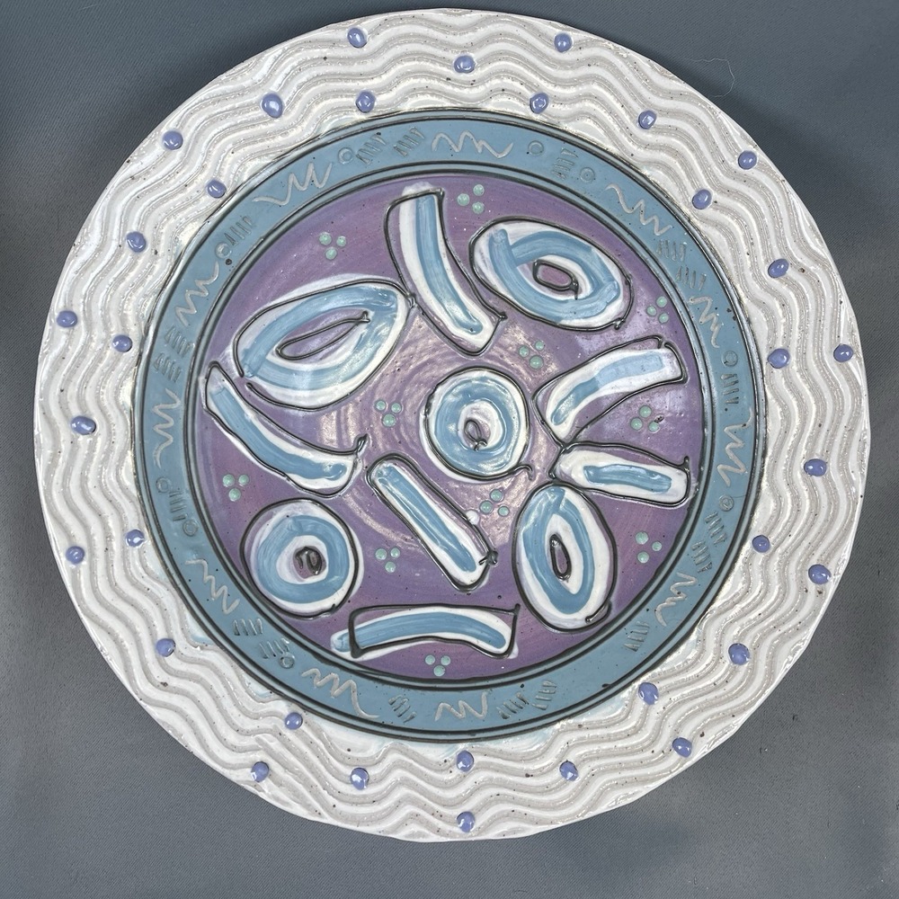 Vintage Cunningham Studio Art Pottery Platter Plate Bowl Retro Art Signed 13.5"
